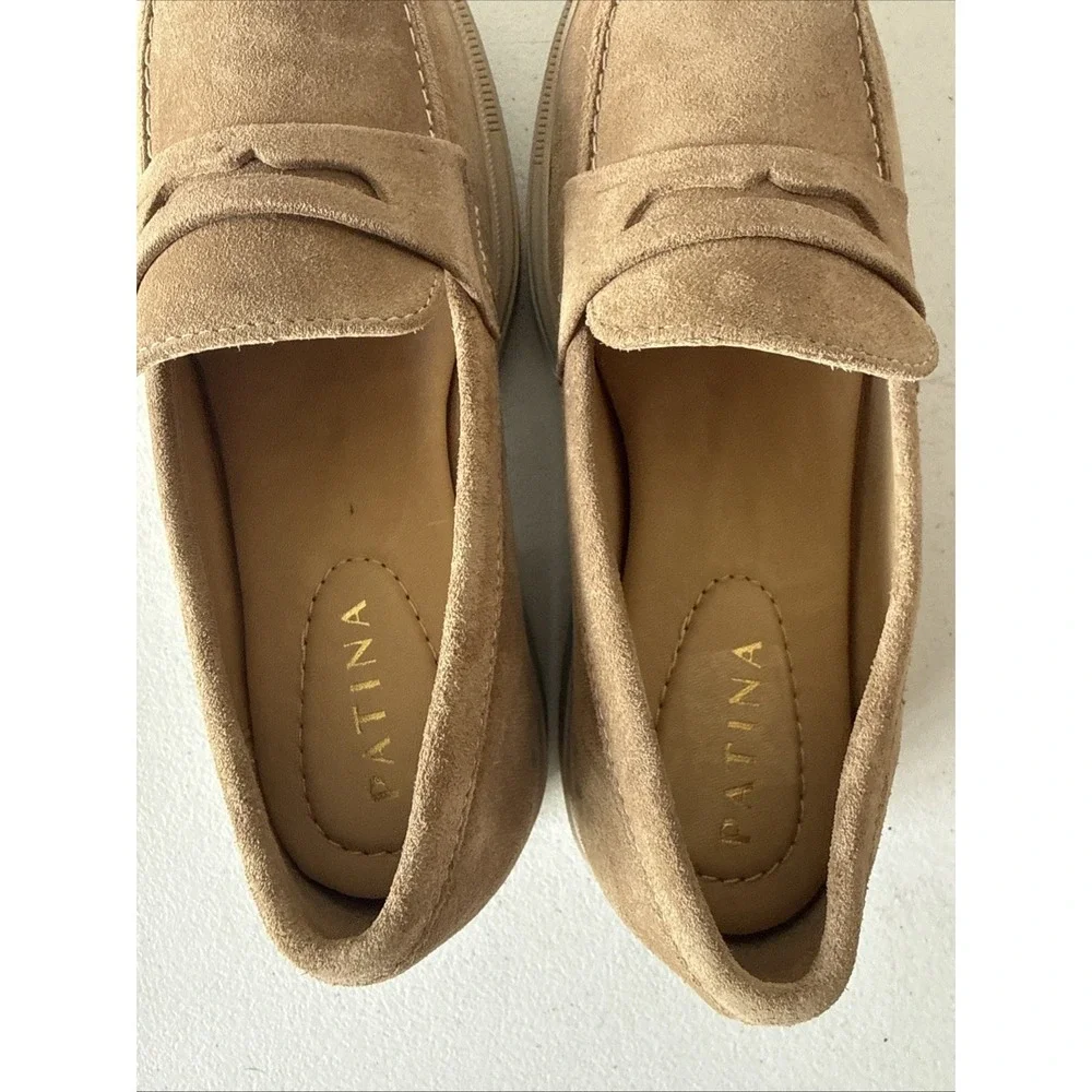 Womens Patina (Portland Leather) Zoe Chunky Penny Loafers Tan Size 8.5 New Prepp